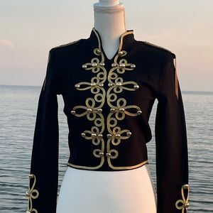 Military Style Jacket with Embroidered Golden Accents Size L (Asian sizing)